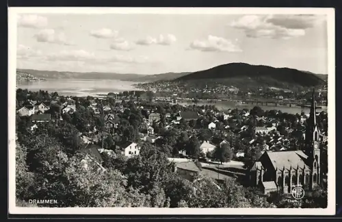 AK Drammen, Ortsansicht mit Kirche