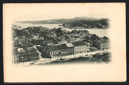 AK Arendal, Ortsansicht aus der Vogelschau