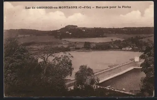 AK Grosbois-en-Montagne /Côte-d`Or, Le Lac et Barques pour la Pêche