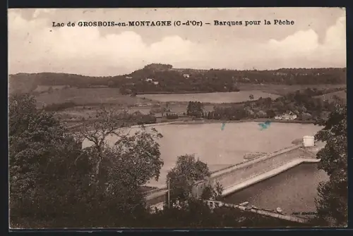 AK Grosbois-en-Montagne /Côte-d`Or, Le Lac et Barques pour la Pêche