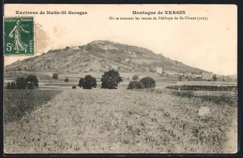 AK Nuits-St-Georges, Montagne de Vergis, Où se trouvent les ruines de l`Abbaye de St-Vivant
