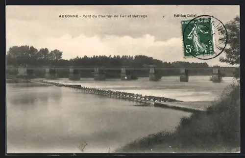 AK Auxonne, Pont du Chemin de Fer et Barrage