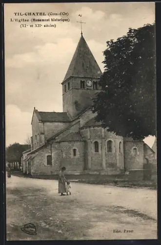 AK Til-Chatel /Côte-d`Or, L`Église, Monument historique, XIe et XIIe siècles