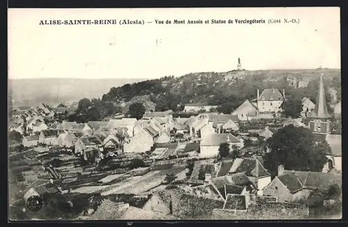 AK Alise-Sainte-Reine /Côté N.-O, Vue du Mont Auxois et Statue de Vercingétorix