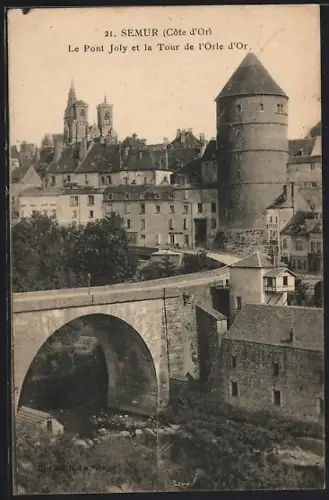 AK Semur /Côte d`Or, Le Pont Joly et la Tour de l`Orle d`Or