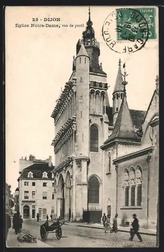 AK Dijon, Église Notre-Dame, vue de profil
