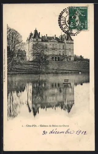 AK Belan-sur-Ource /Côte-d`Or, Château de Belan-sur-Ource reflet dans l`eau