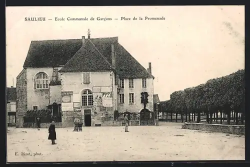 AK Saulieu, École Communale de Garcons, Place de la Promenade