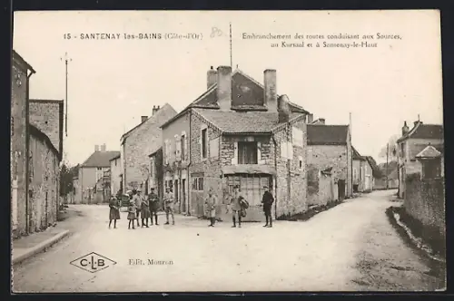 AK Santenay-les-Bains /Côte-d`Or, Embranchement des routes vers les Sources et le Kursaal