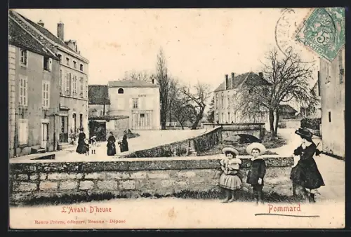 AK Pommard, L`Avant Dheune avec enfants sur le pont