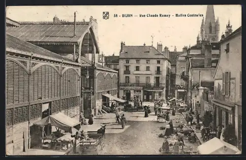 AK Dijon, Rue Claude Ramey, Halles Centrales animées