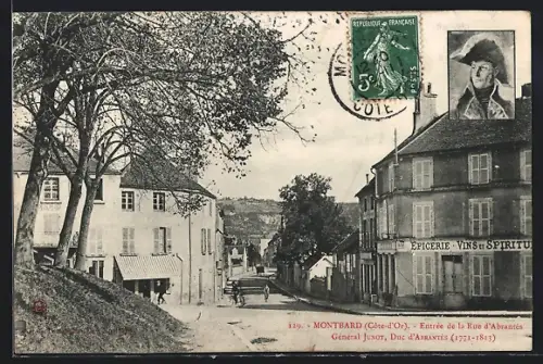 AK Montbard, Entrée de la Rue d`Abrantes General Junot, Duc d`Abrantes