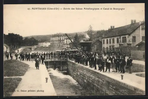 AK Montbard /Côte-d`Or, Entrée des Usines Métallurgiques et Canal de Bourgogne