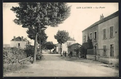 AK Les Laumes, La Poste, Route de Pouillenay