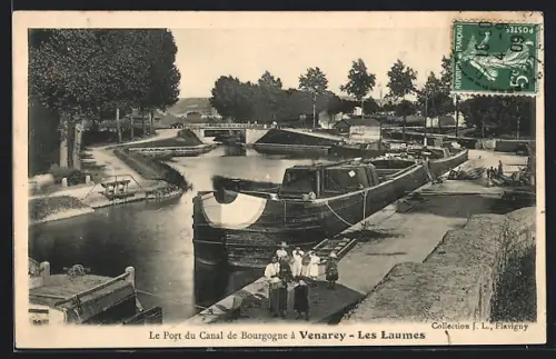 AK Venarey /Les Laumes, Le Port du Canal de Bourgogne