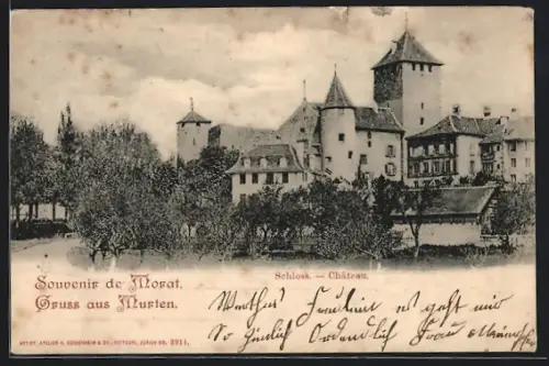 AK Murten / Morat, Blick zum Schloss