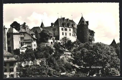 AK Gruyères, Blick zum Schloss
