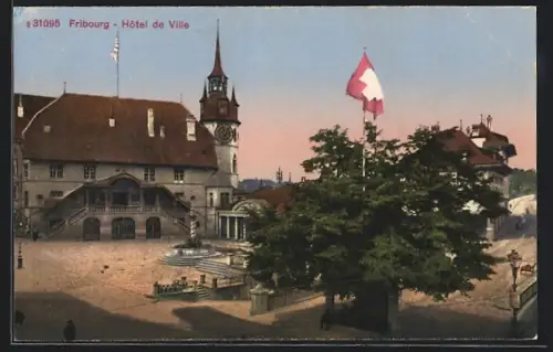 AK Fribourg, L`Hotel de Ville, le Grand Tilleul et l`Avenue des Alpes