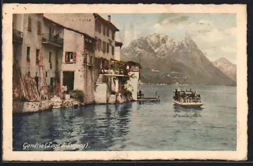 AK Gandria /Lago di Lugano, Panorama mit Boot