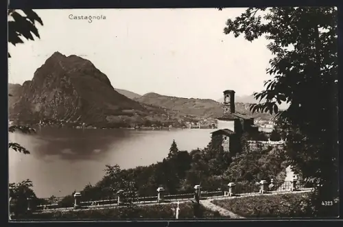 AK Castagnola, Panorama mit Bergen