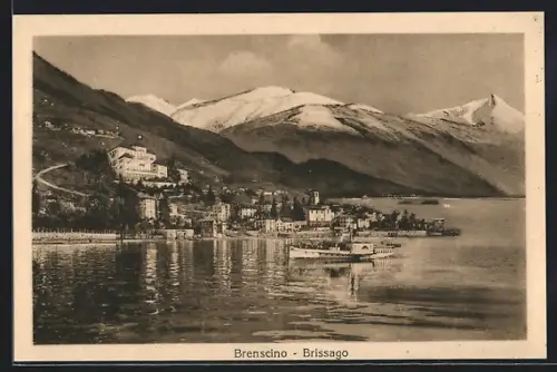 AK Branscino-Brissago, Panorama mit Dampfer
