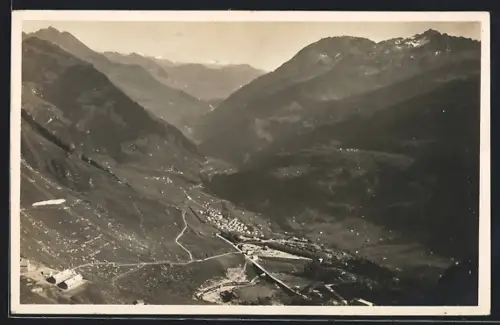 AK Airolo, Blick gegen Motto Bartola, den Ort und Tessintal