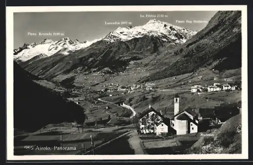 AK Airolo, Panorama mit Madrano, Pizzo Rotendo und Passo San Gottardo