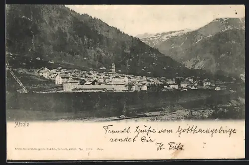 AK Airolo, Teilansicht mit Bergen