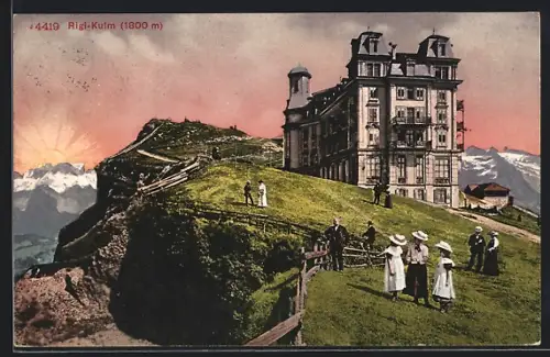 AK Rigi-Kulm, Hotel mit Besuchern