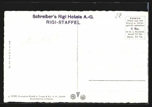 AK Rigi-Staffel, Panorama und Rigi-Kulm mit Skifahrern