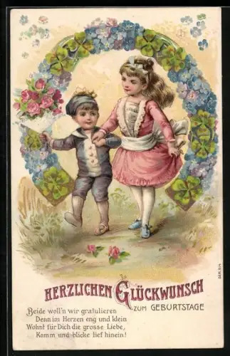 AK Kinder mit Hufeisen