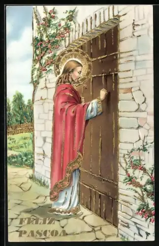 AK Jesus klopft zu Ostern an eine Tür