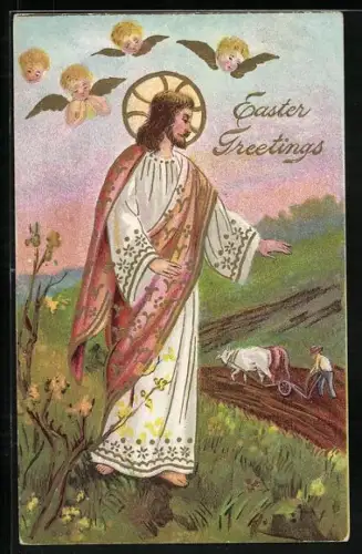 AK Osterengel mit Jesus