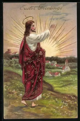 AK Jesus grüsst zu Ostern