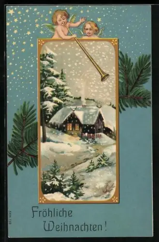 AK Weihnachtsengel mit Trompete