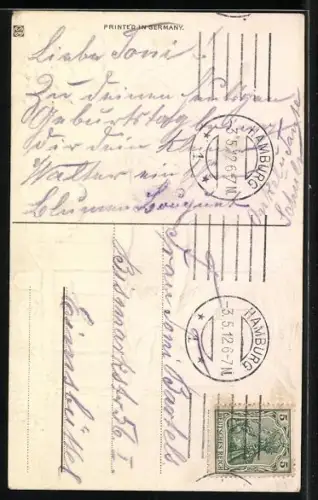 AK Herzlichen Glückwunsch zum Geburtstage, kleiner Junge mit Blumenstrauss