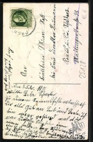 AK Mädchen mit Blumen zum Namenstag