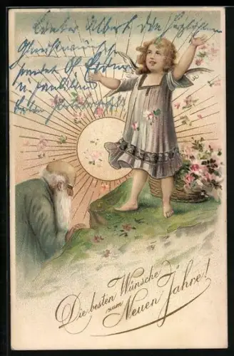 AK Engel wirft Blumen hoch im Jahr 1905
