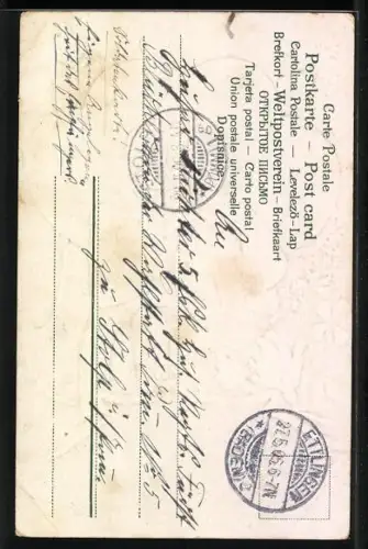 AK Goldenes Kleeblatt mit Liebespaar