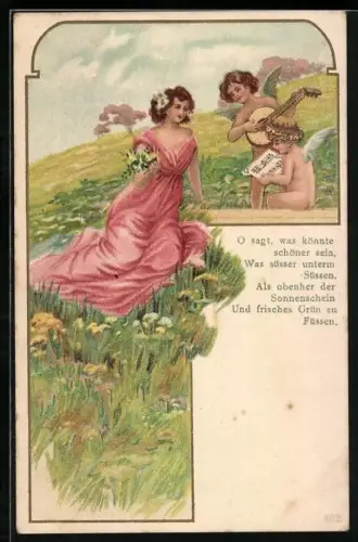 AK Engel musizieren für eine Dame