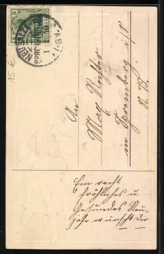 AK Mädchen mit Blumen zu Neujahr