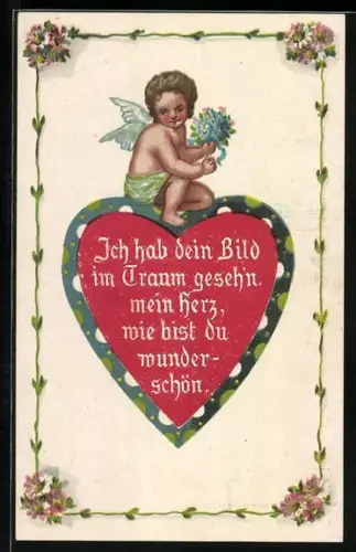 AK Engel auf einem Herz