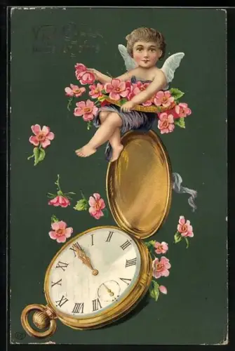 AK Engel auf einer Taschenuhr