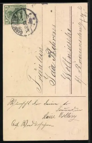 AK Neujahrsengel auf Taschenuhr