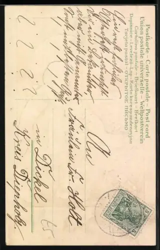 AK Kind mit Osterküken und Henne