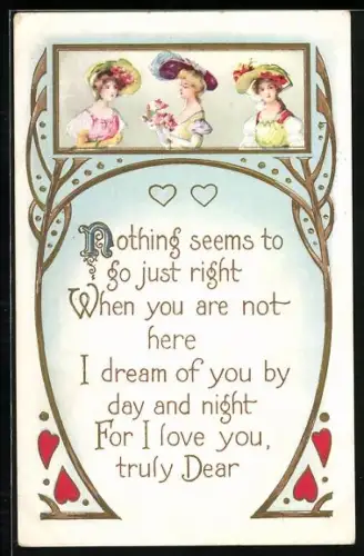 AK Herzen mit Liebesgedicht