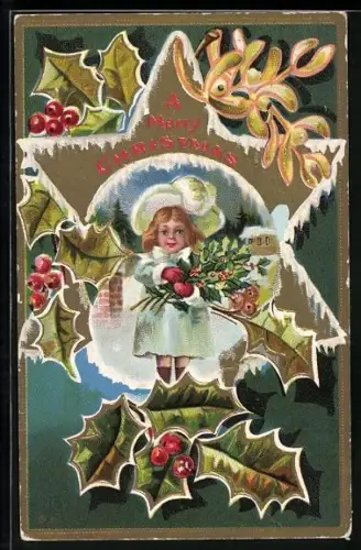 AK Mädchen und Weihnachtsstern