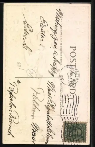 AK Dame mit Osterkorb