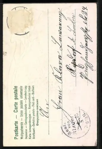 AK Knabe mit Osterlamm und Ostereiern