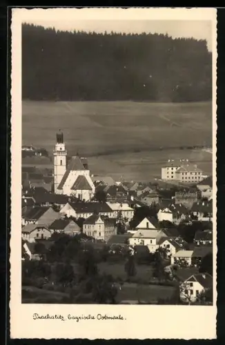 AK Prachatitz /bayrische Ostmark, Ortsansicht mit Kirche